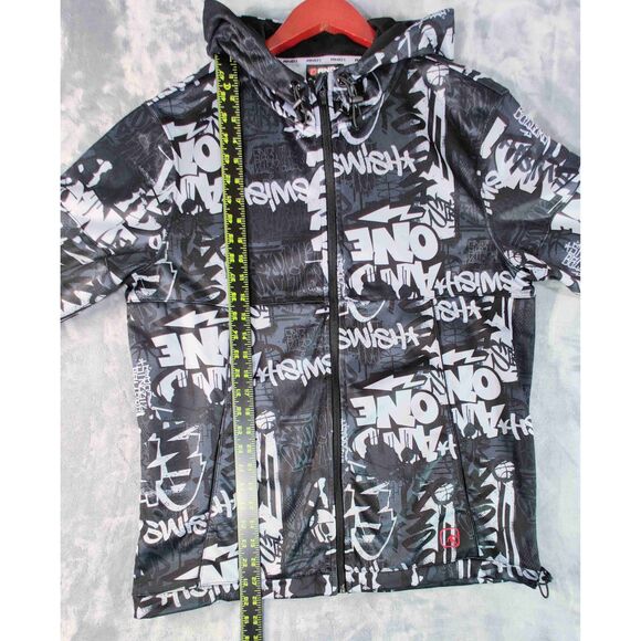 AND1 Black Grey Graffiti Full Zip Y2K Streetwear Hoodie Jacket Size Medium - Picture 11 of 13